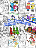 Winter Color by Number Addition and Subtraction to 10