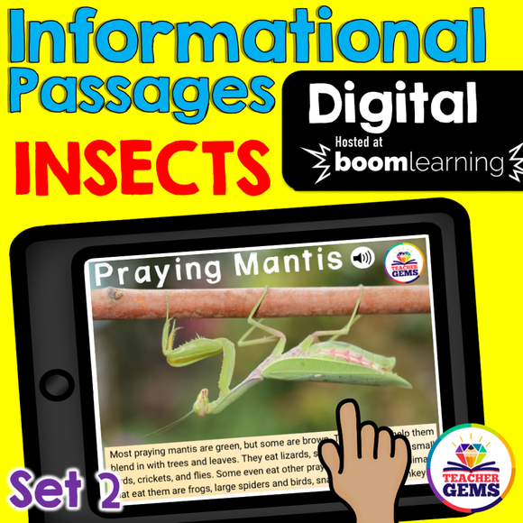 Insects Informational Passages Set 2 Boom Cards™ Distance Learning