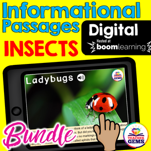 Insects Informational Passages Boom Cards™ Distance Learning Bundle