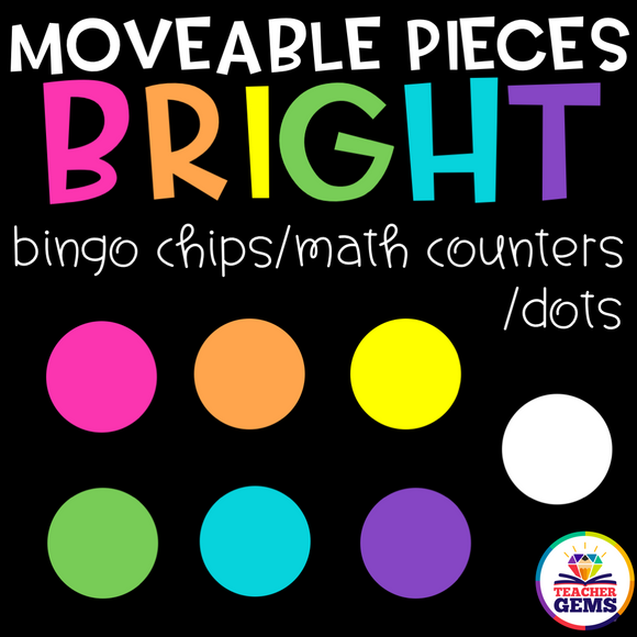 Math Counters / Bingo Chip / Dots Moveable Pieces Clipart