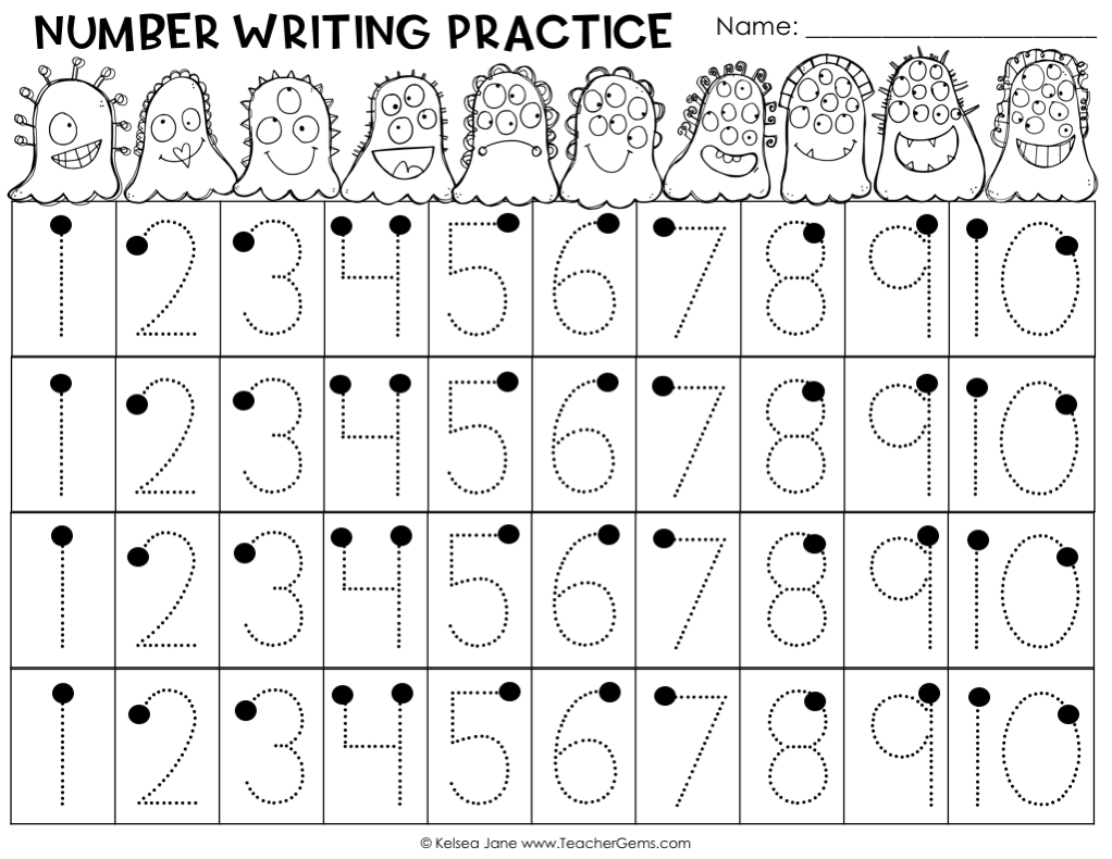 Monster Math Number Writing Practice 0-9 and 1-10 – Teacher Gems monster-math-number-writing-practice-0-9-and-1-10-teacher-gems