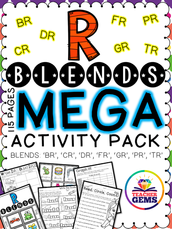 How Many R Blends R Blends MEGA Activity Pack - br, cr, dr, fr, gr, pr, tr – Teacher Gems