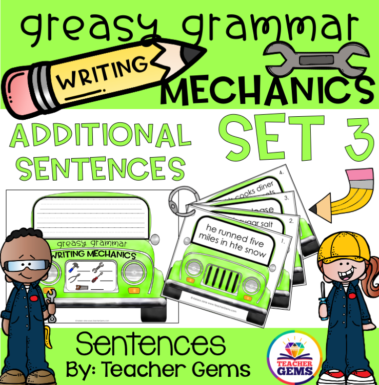 Greasy Grammar Writing Mechanics Set 3 Sentences – Teacher Gems