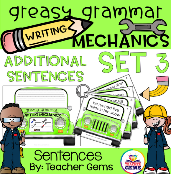 Greasy Grammar Writing Mechanics Set 3 Sentences