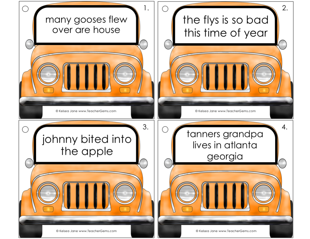 Greasy Grammar Writing Mechanics Set 4 Sentences – Teacher Gems
