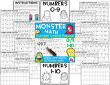 Monster Math Number Writing Practice 0-9 and 1-10