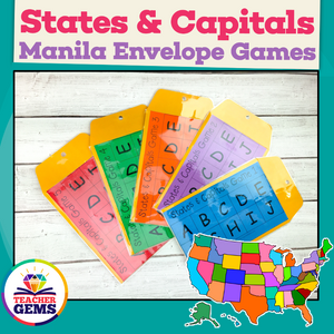 States and Capitals Manila Envelope Games