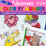 Valentine's Color by Number Multiplication and Division Facts 0-12
