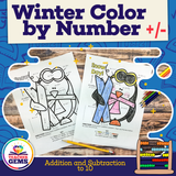 Winter Color by Number Addition and Subtraction to 10