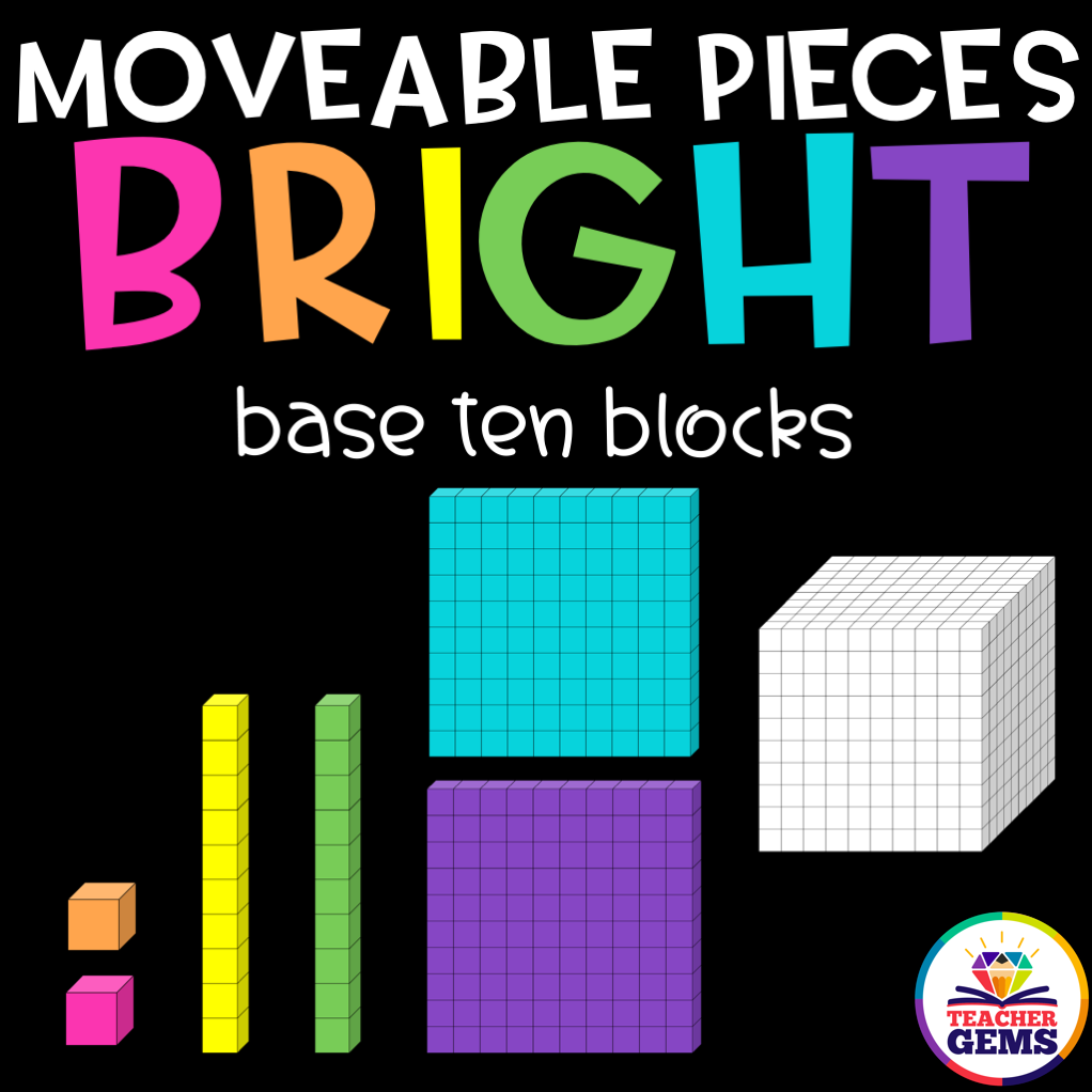 Base Ten Blocks Moveable Pieces Clipart – Teacher Gems for Base Ten Blocks Printable Free